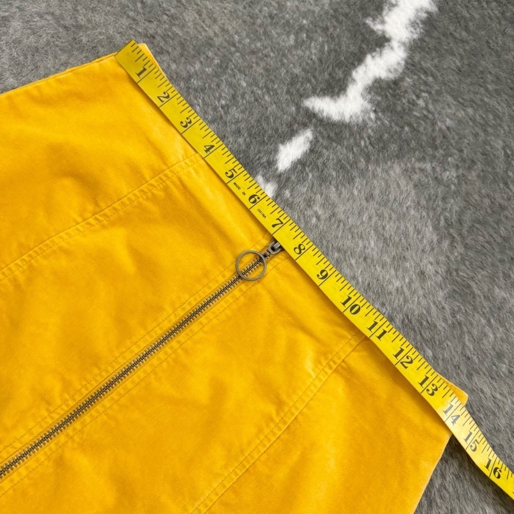 F21 Zipper Front Mustard Velvet Mini Skirt Medium - Picture 9 of 10